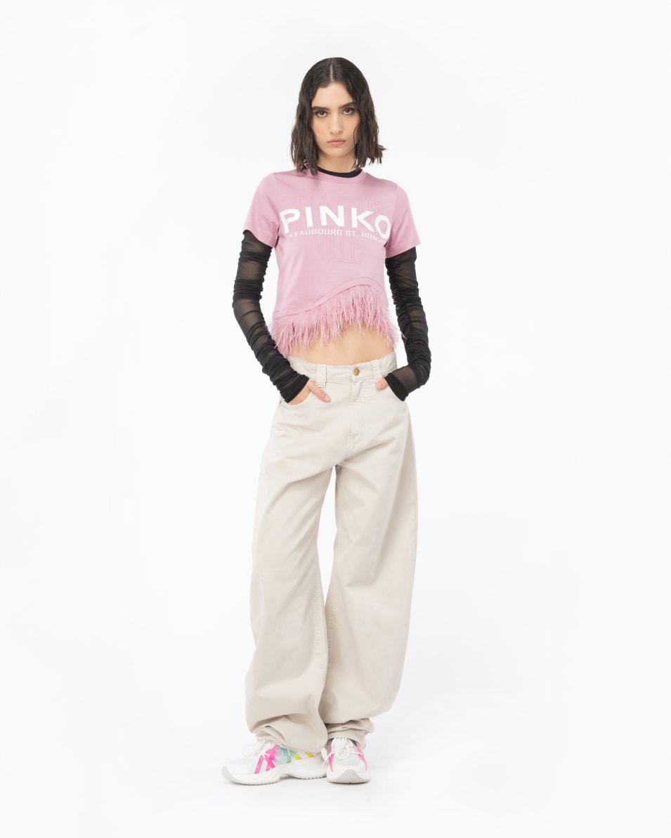 Pinko T-Shirt PINKO Cities mit Federn Letzte 2 Tage