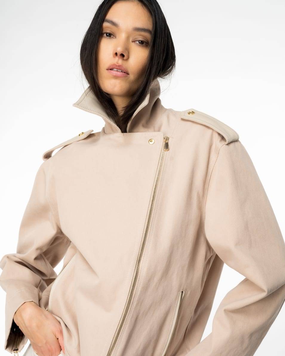Pinko Bikerjacke aus Baumwolle und Leder Bis zu 65% Rabatt