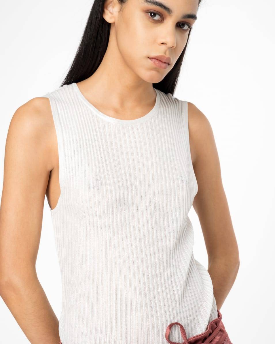 Pinko Ärmelloses Top aus geripptem Lurex Discount Store für neue Produkte