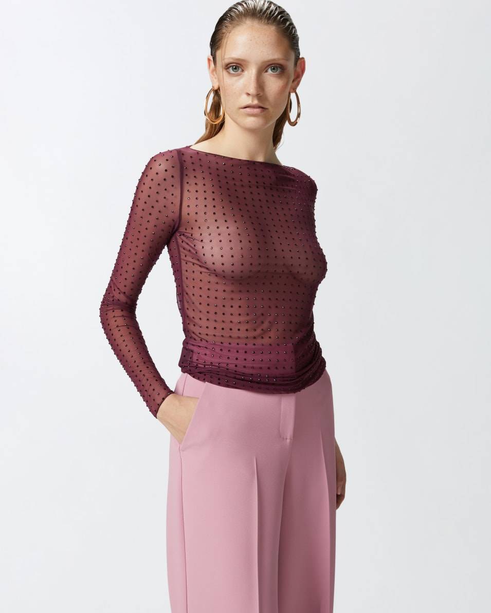 Pinko Shirt aus leichtem Tüll mit Strasssteinen Online