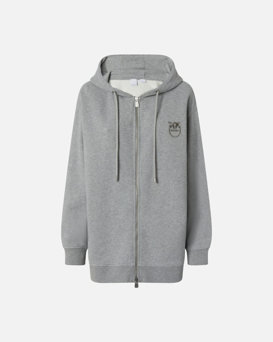 Pinko Sweatshirt mit Reißverschluss und Kapuze mit Logostickerei Fabrikverkauf