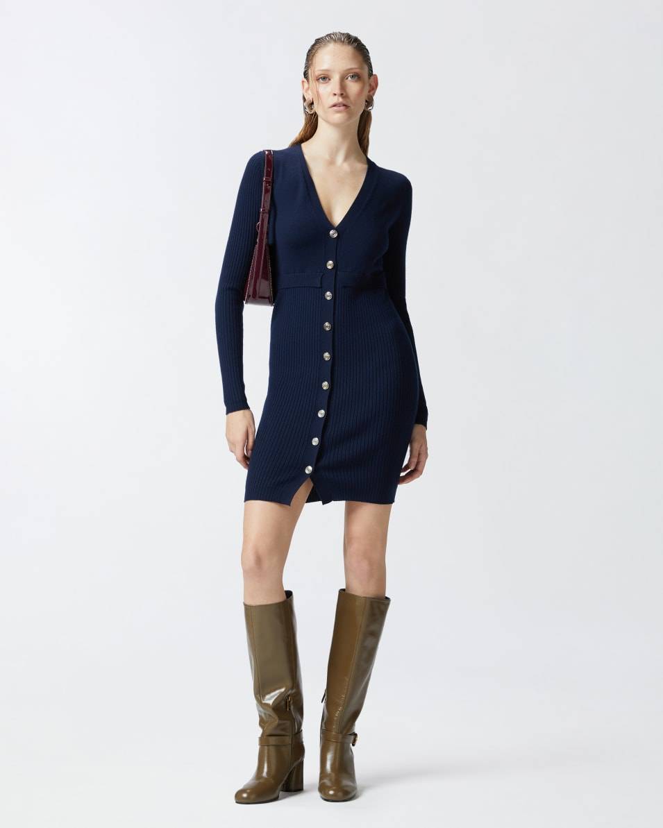 Pinko Geripptes Minikleid aus Wolle Günstig kaufen