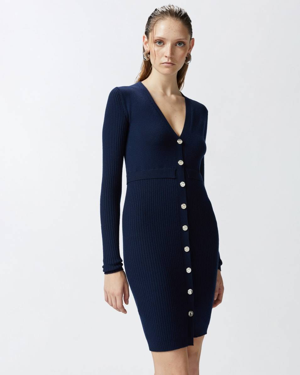Pinko Geripptes Minikleid aus Wolle Günstig kaufen