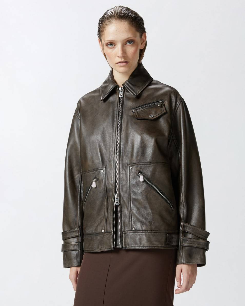 Pinko Blouson aus Leder in Used-Optik Flash Sale