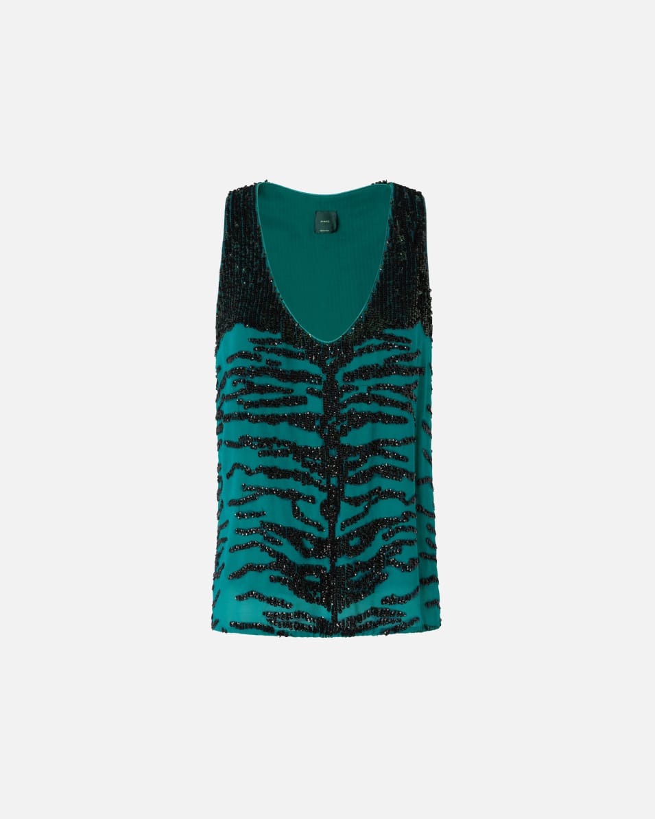 Pinko Top mit Pailletten-Zebramuster