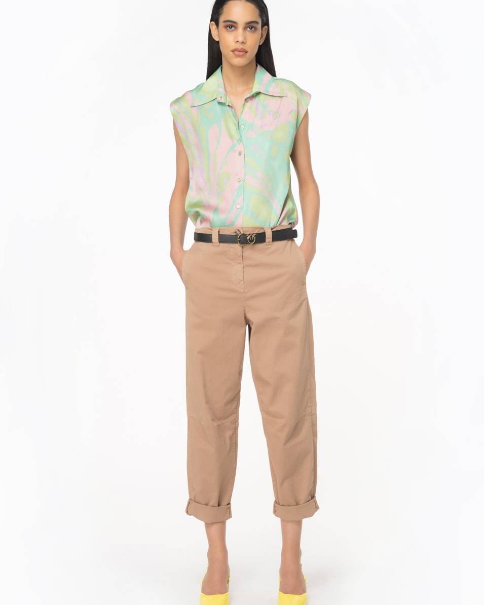 Pinko Bluse mit Flügelärmel aus Satin mit Splash-Print Speichern exportieren