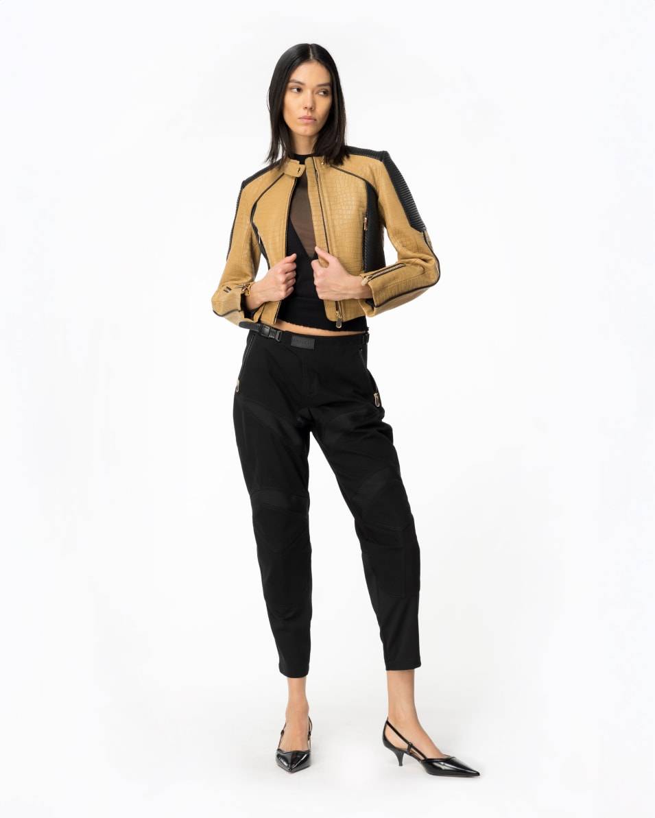 Pinko Bikerhose aus zwei Materialien Valentinstagsangebot