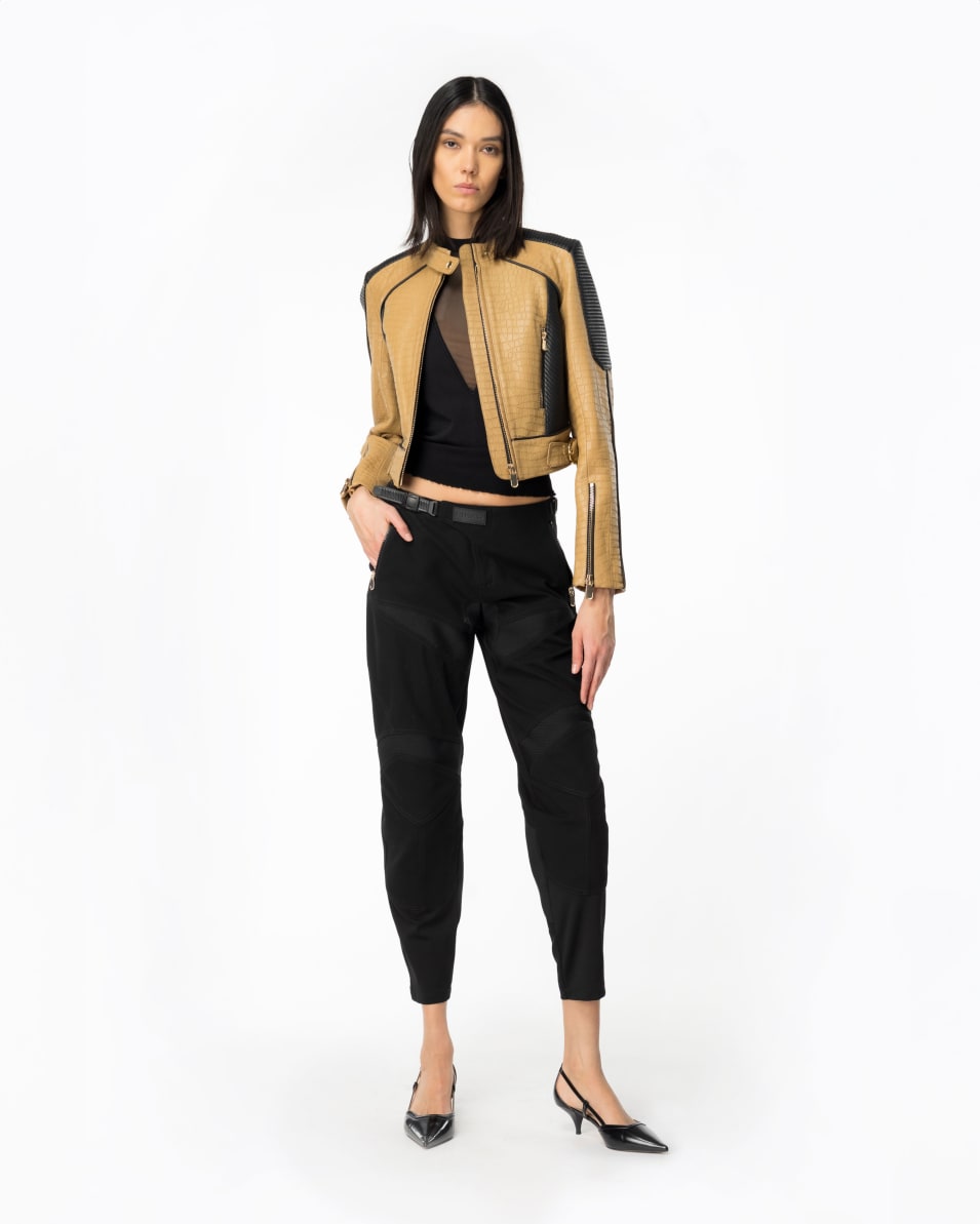 Pinko Bikerhose aus zwei Materialien Valentinstagsangebot