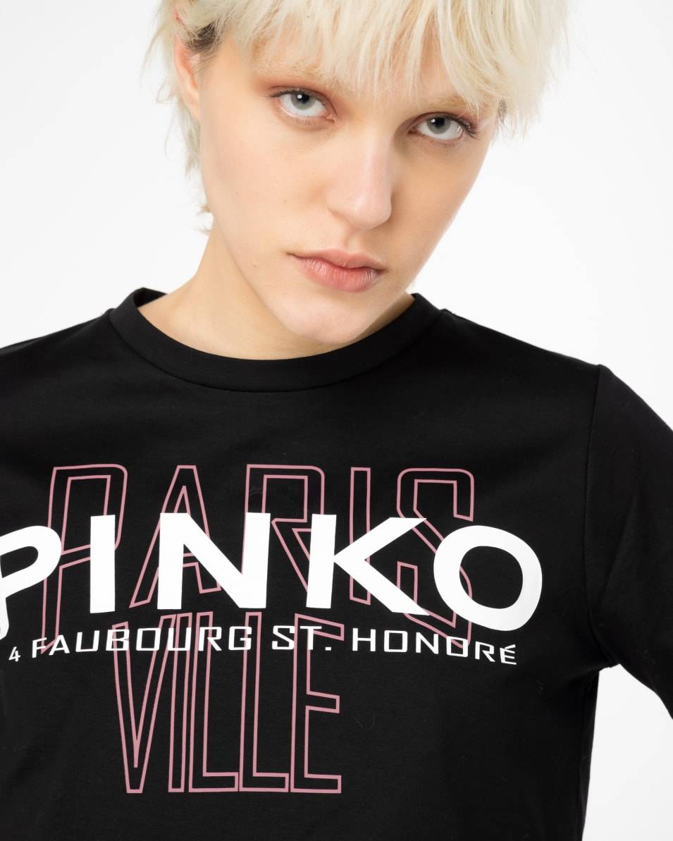 Pinko T-Shirt PINKO Cities mit Federn Jubiläumsangebot