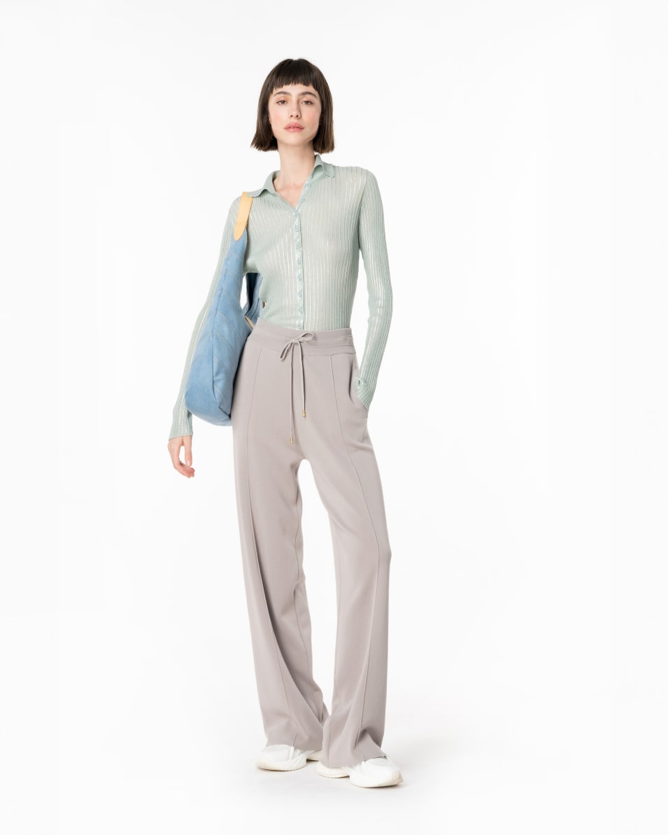 Pinko Gerippter Pullover mit Lurex und Knöpfen Saisonale Angebote