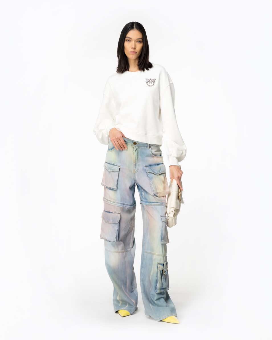 Pinko Boxy-Sweatshirt Love-Birds-Stickerei Kauf eins, bekomm eins gratis