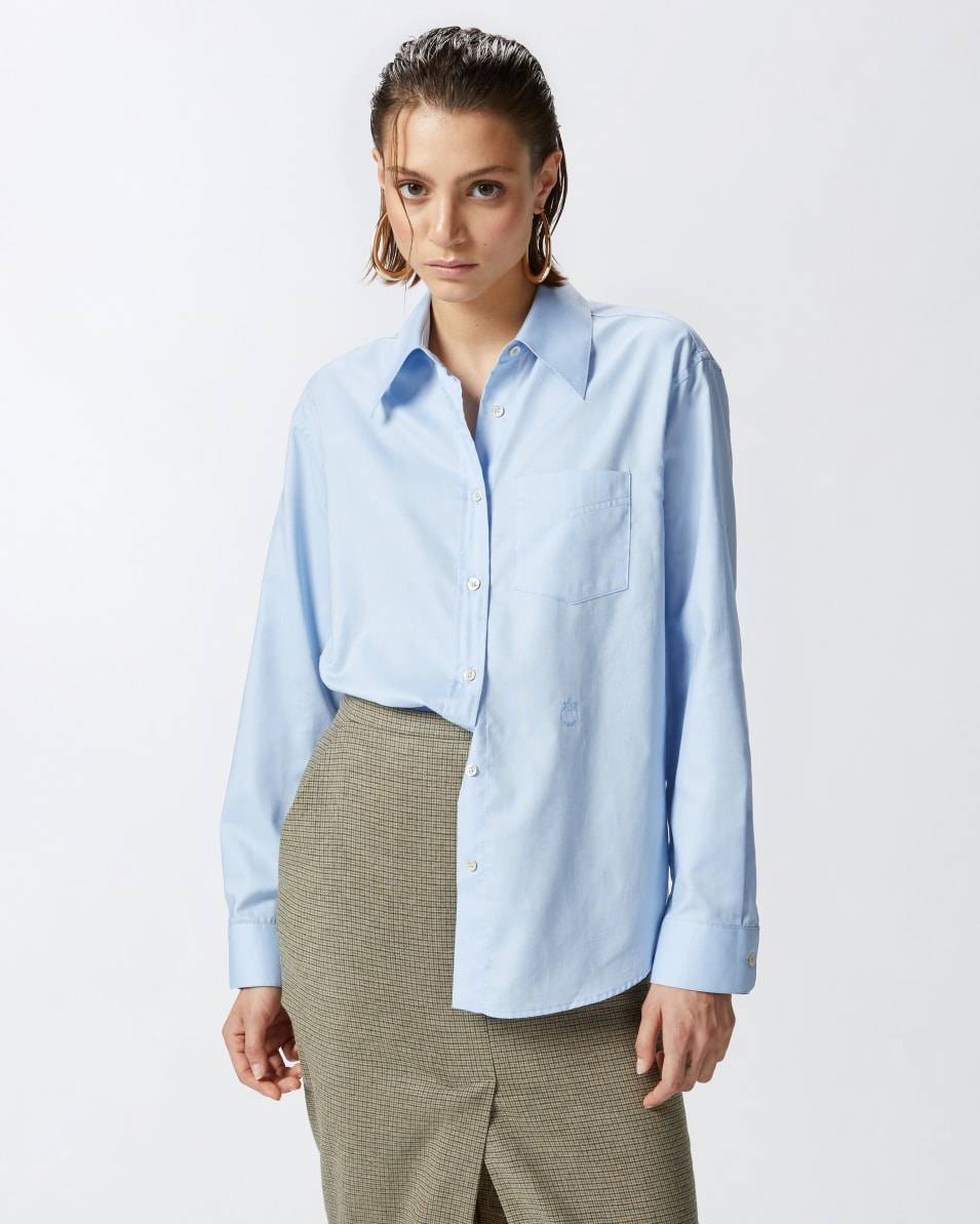 Pinko Azurblaue Oxford-Baumwollbluse Letzte 2 Tage