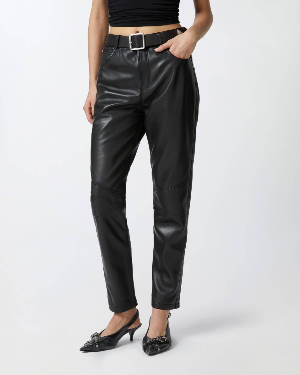 Pinko Lange Hose aus Nappaleder mit Gürtel Bis zu 65% Rabatt