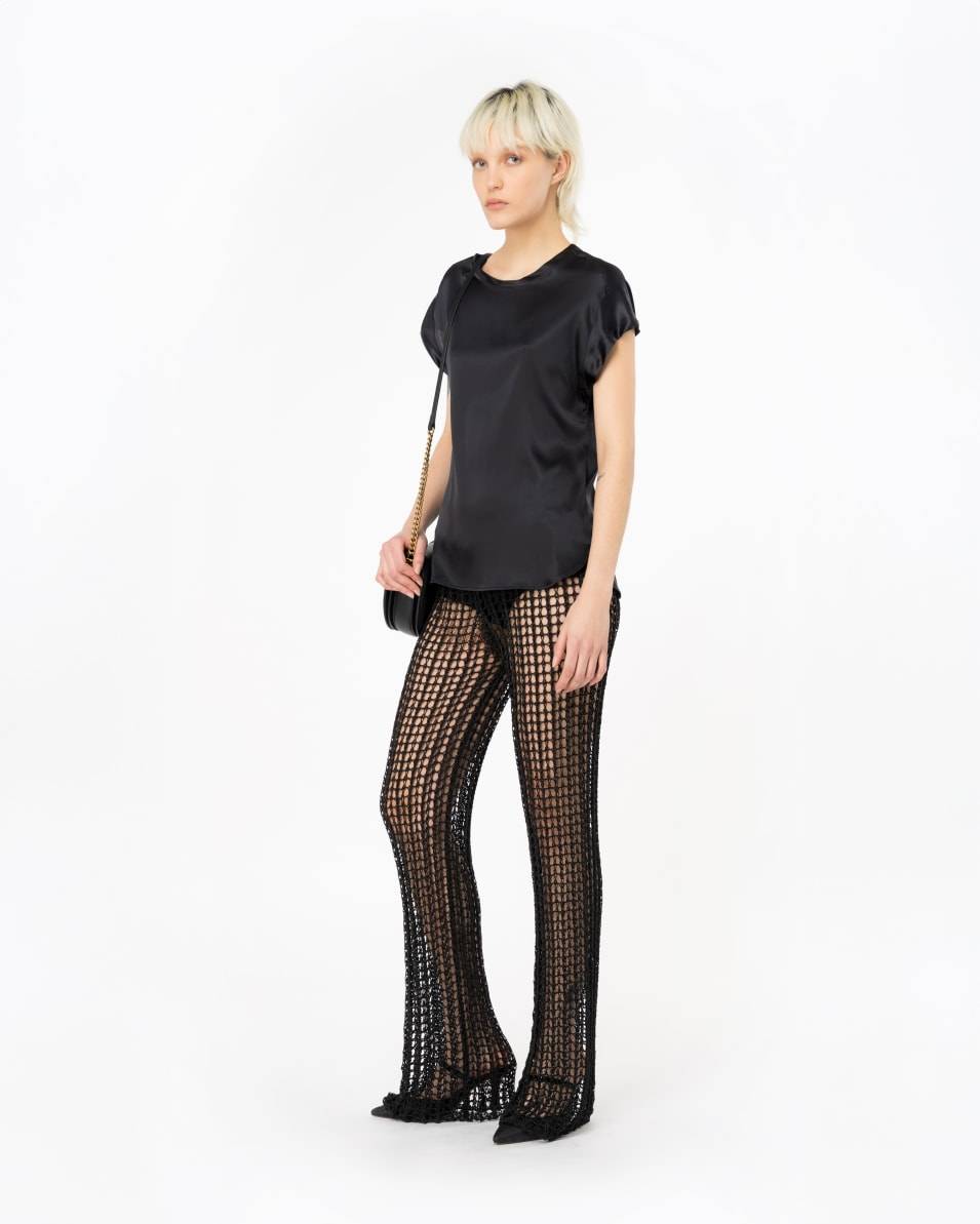 Pinko Hose Schnurnetz glänzend Kostenloser Versand international