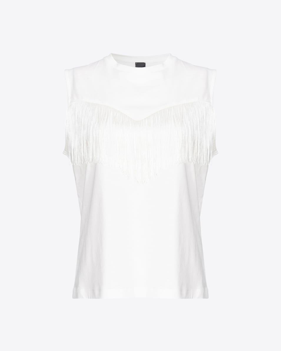 Pinko Ärmelloses T-Shirt mit feinen Fransen 50% Rabatt für begrenzte Zeit