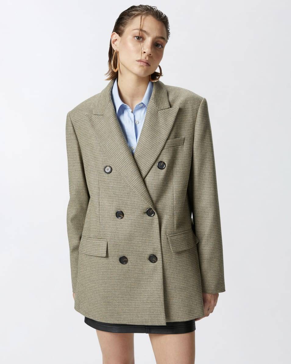 Pinko Zweireihiger karierter Oversize-Blazer Großer Ausverkauf