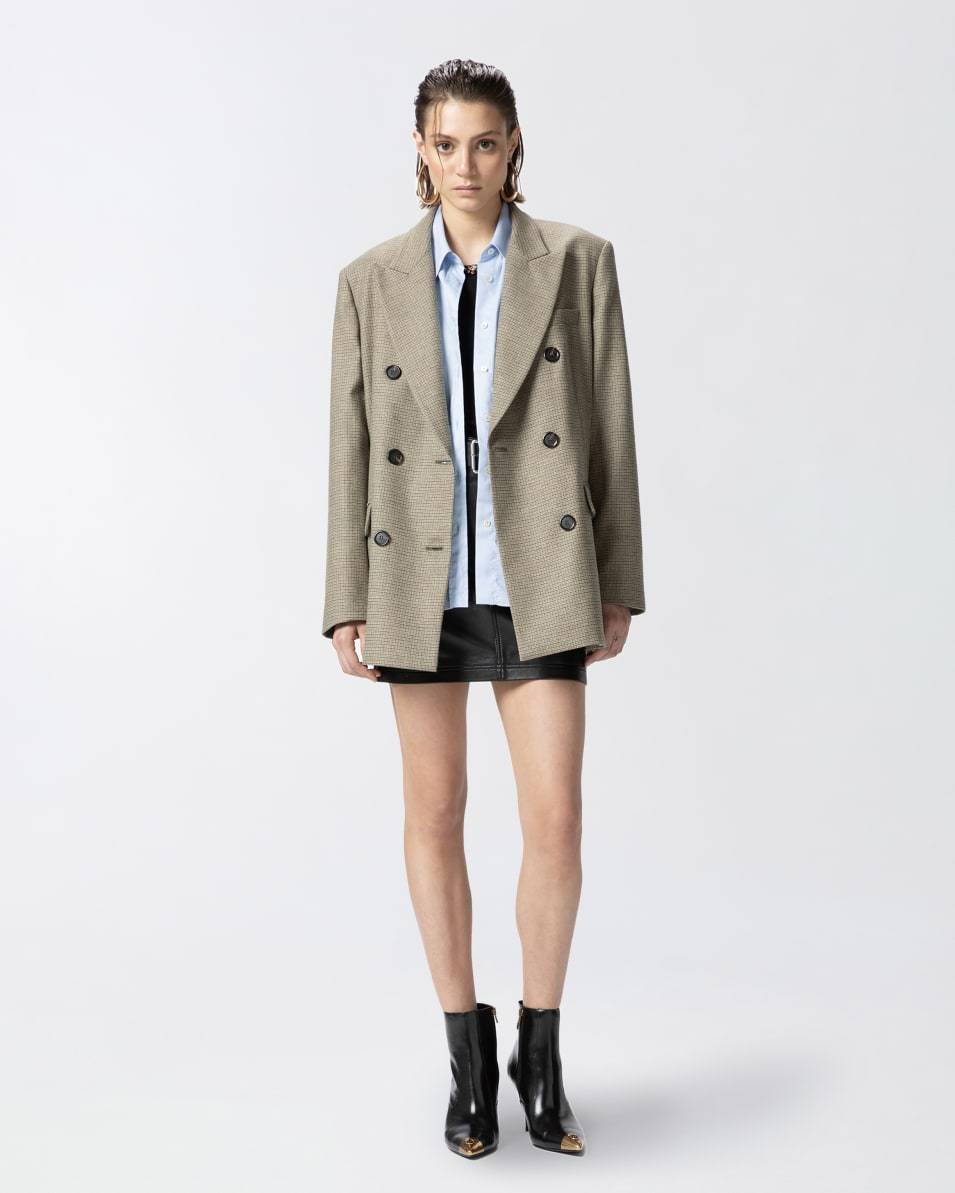 Pinko Zweireihiger karierter Oversize-Blazer Großer Ausverkauf