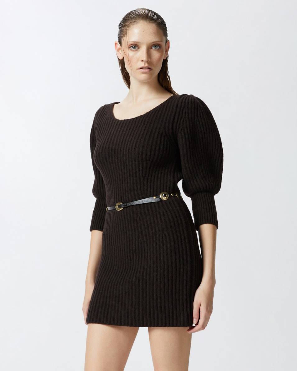 Pinko Kurzes Strickkleid aus Kaschmirwolle in Rippoptik Osterangebot