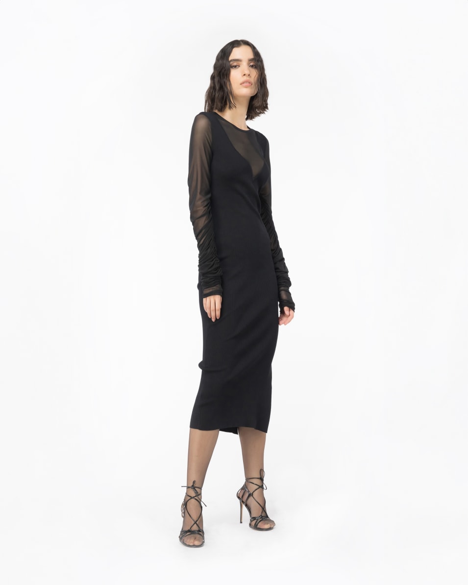 Pinko Langes Kleid aus Strick und Tüll Online Outlet
