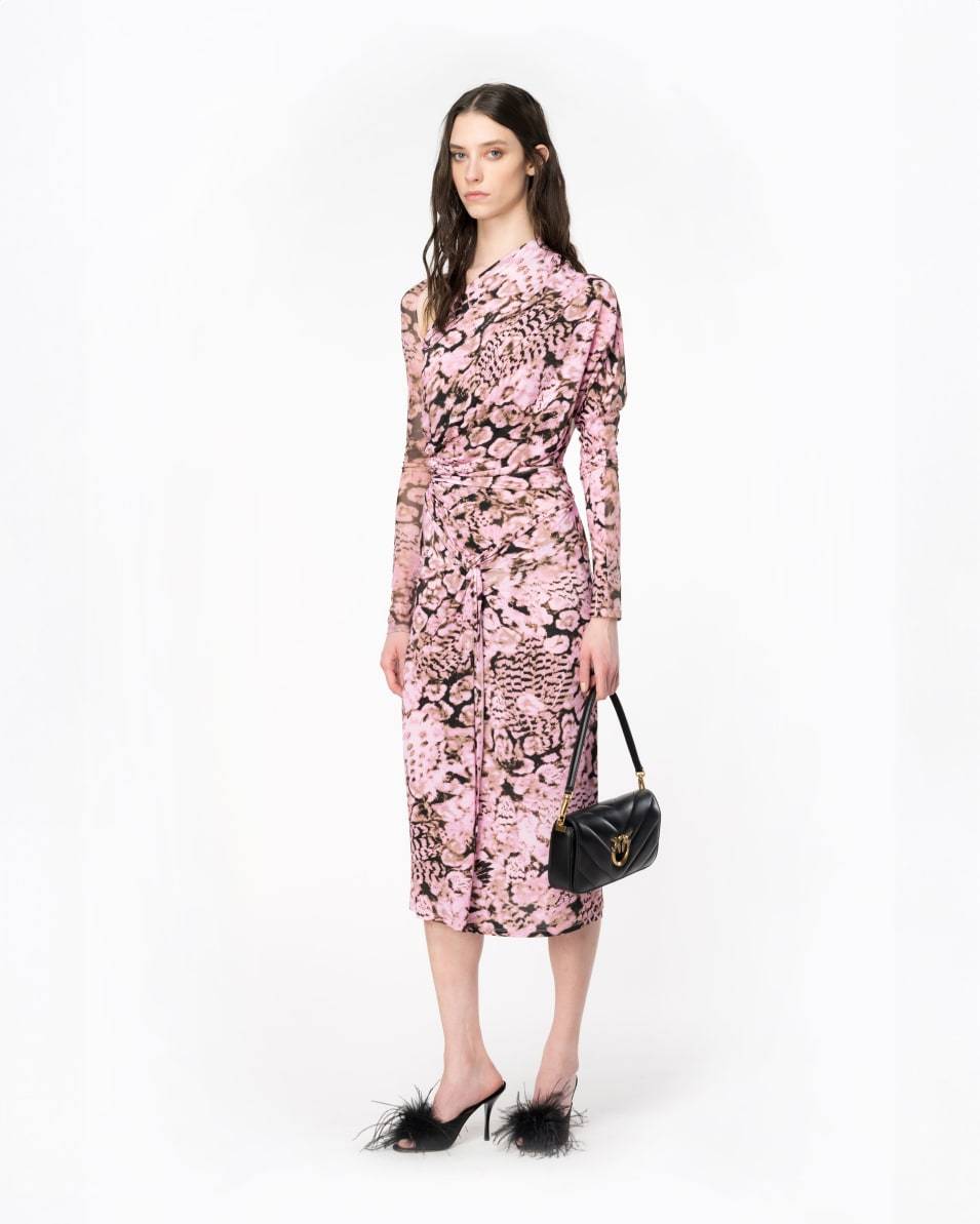 Pinko Kleid aus Jersey und Tüll Coral Scanner Tiefpreis