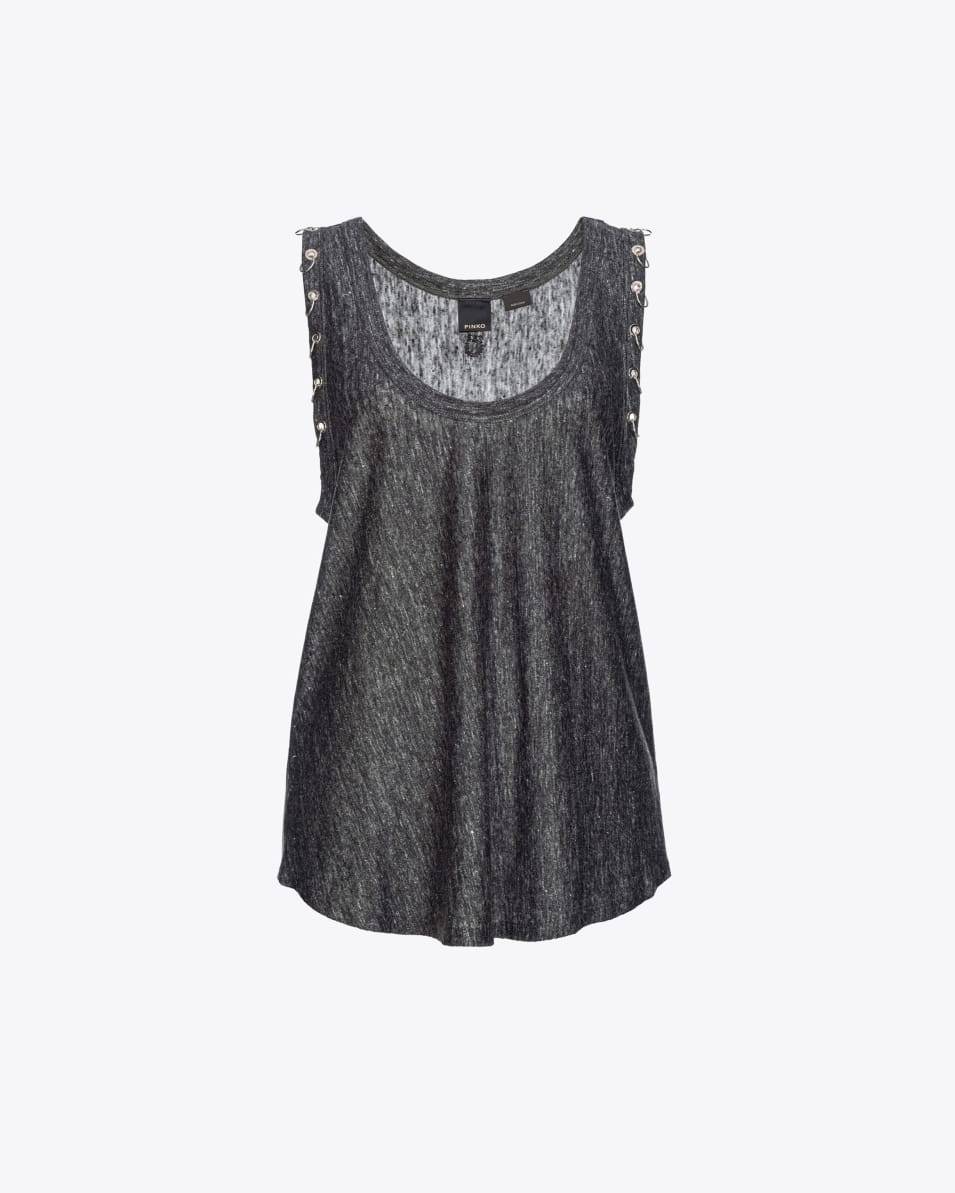 Pinko Tanktop aus Leinen mit Piercing-Konturen Super Sparpreis