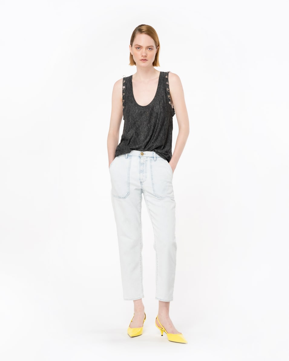 Pinko Tanktop aus Leinen mit Piercing-Konturen Super Sparpreis