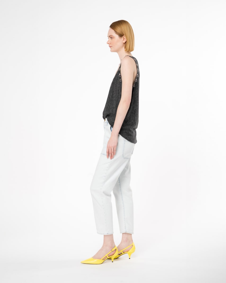 Pinko Tanktop aus Leinen mit Piercing-Konturen Super Sparpreis