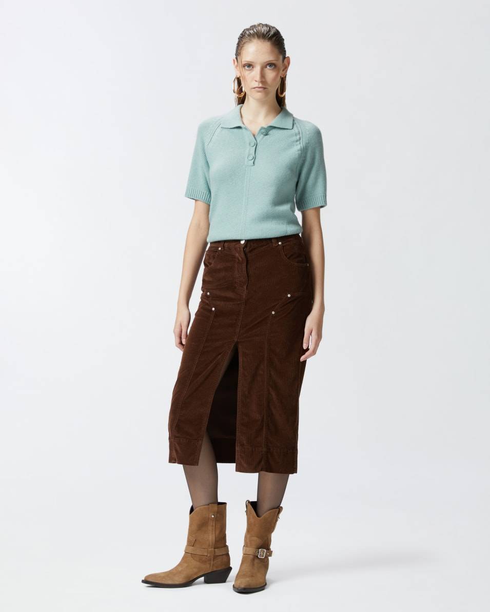 Pinko Cord-Midirock mit Schlitz Bis zu 50% Rabatt