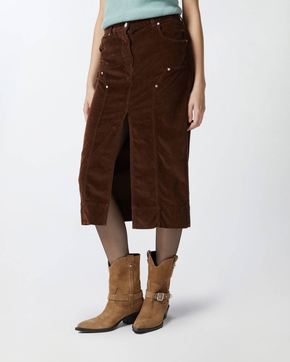 Pinko Cord-Midirock mit Schlitz Bis zu 50% Rabatt