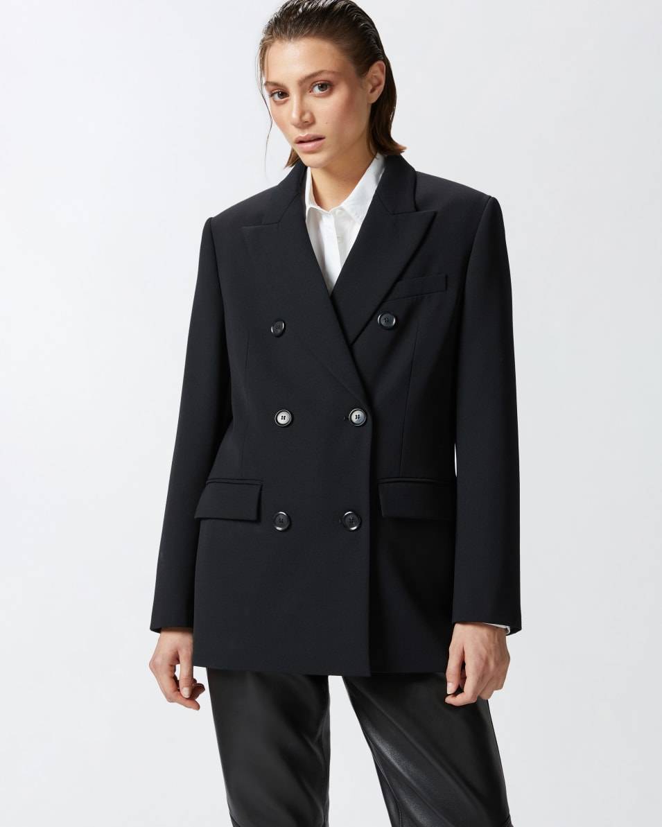 Pinko Zweireihiger Oversize-Blazer aus Wollmix-Twill Sonderangebot der Fabrik