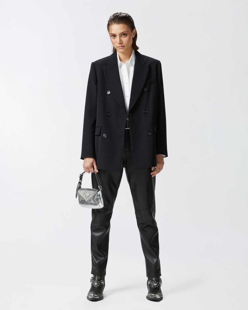 Pinko Zweireihiger Oversize-Blazer aus Wollmix-Twill Sonderangebot der Fabrik