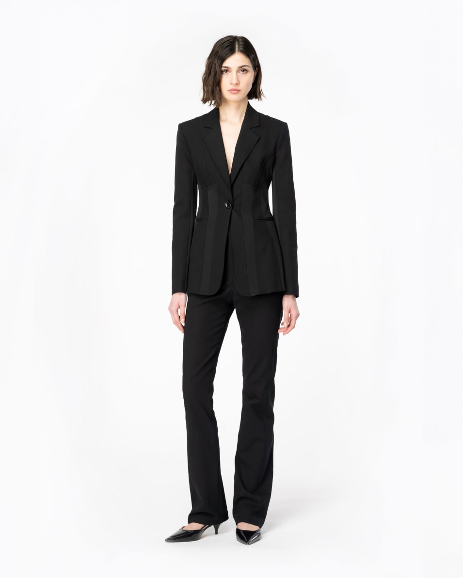 Pinko Einreihiger Blazer aus zwei Materialien Black Friday Preise