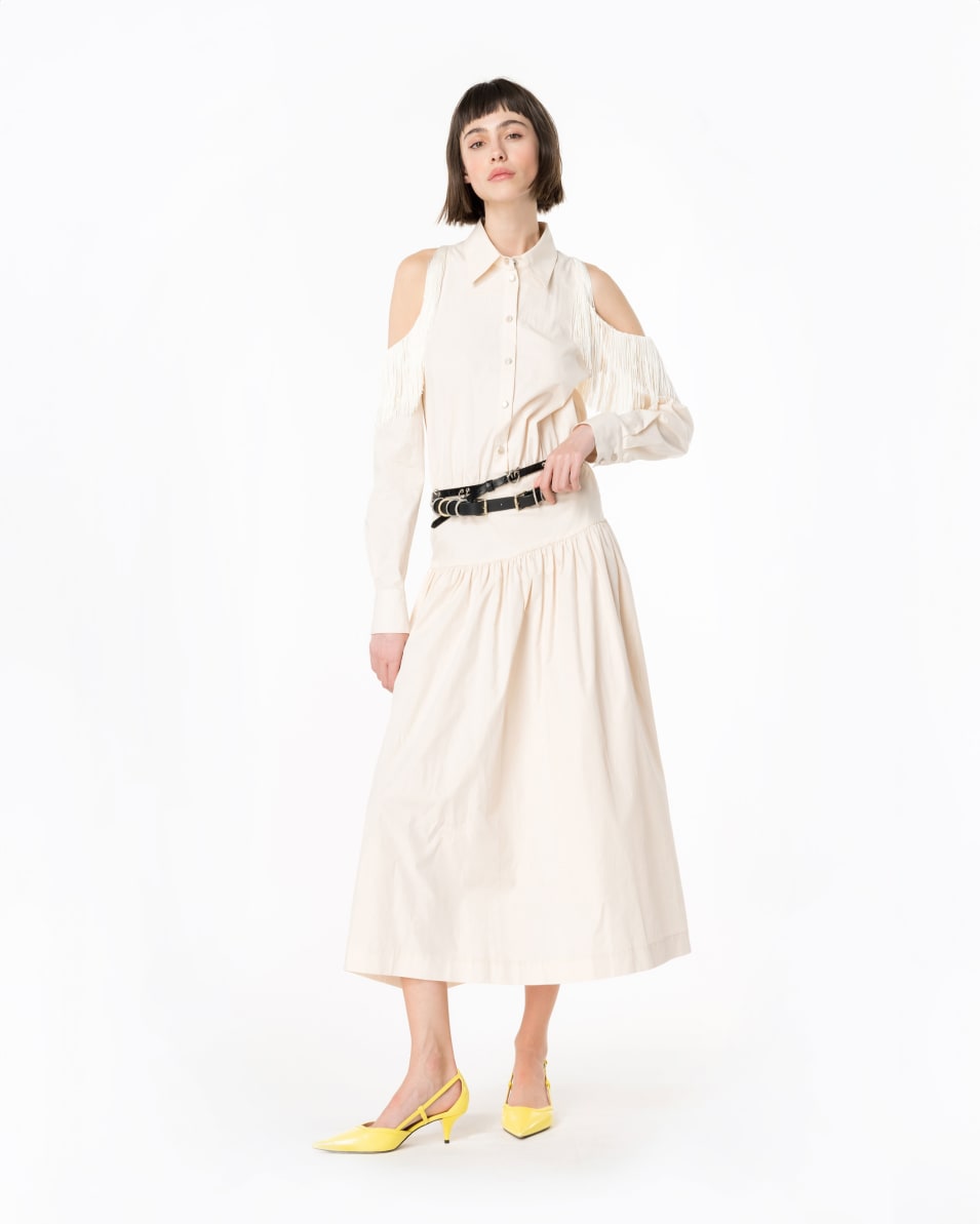 Pinko Schulterfreies Hemdblusenkleid mit Fransen Hotsell