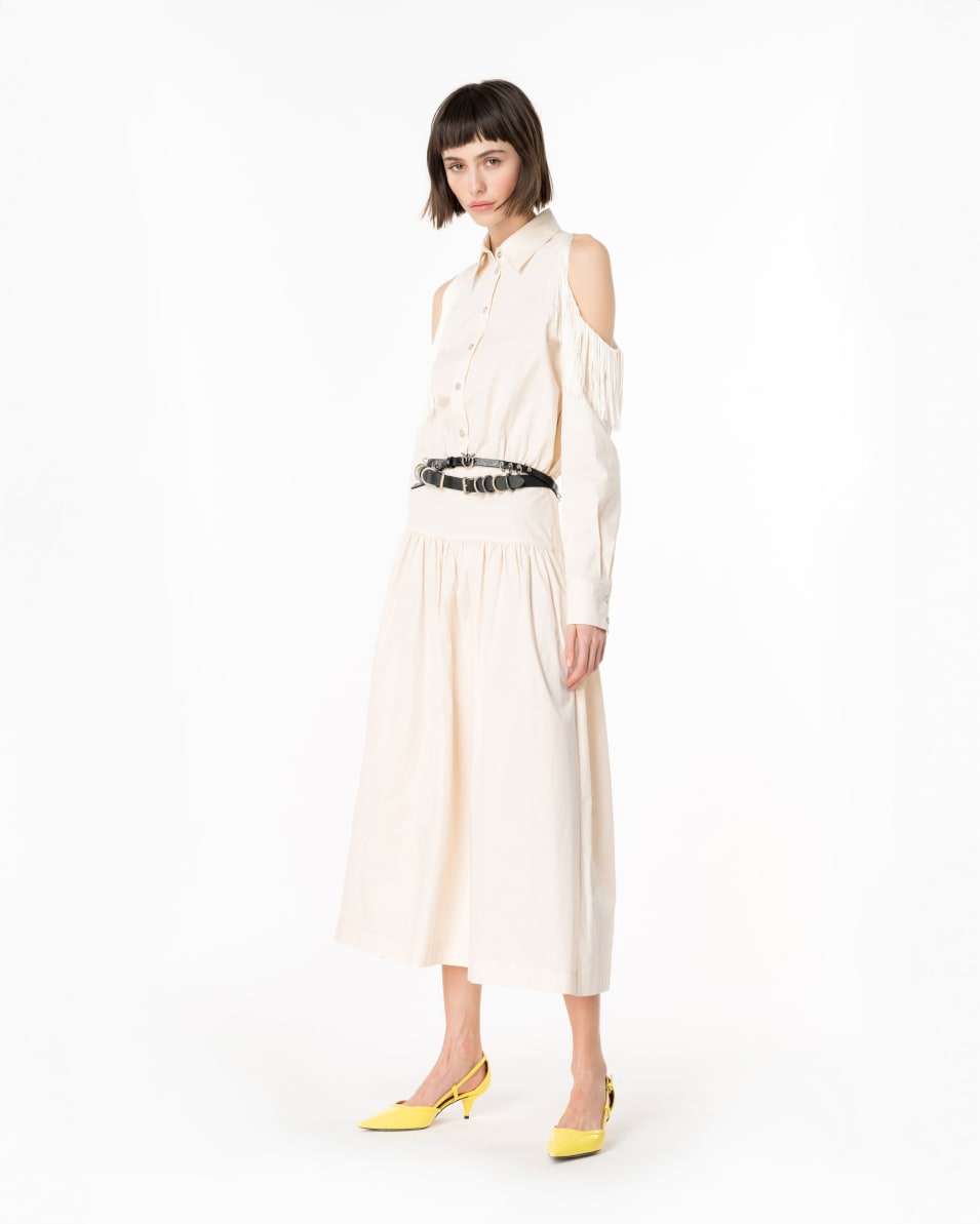 Pinko Schulterfreies Hemdblusenkleid mit Fransen Hotsell