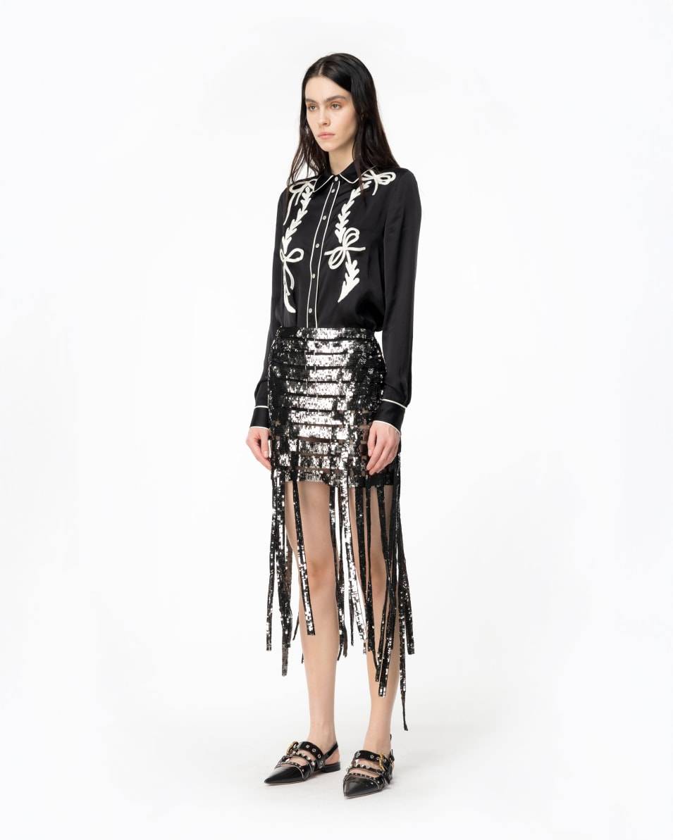 Pinko Satinbluse Rodeo-Stickerei Kostenloser Versand