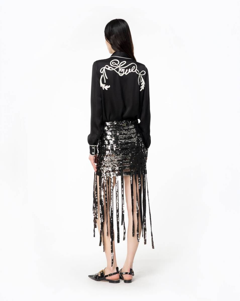 Pinko Satinbluse Rodeo-Stickerei Kostenloser Versand