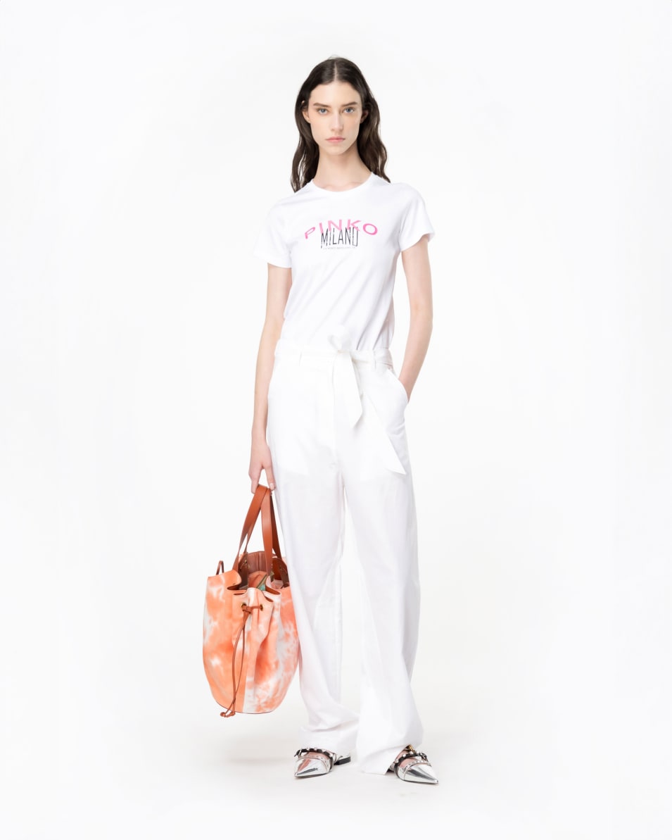 Pinko Hose Barrel Leg aus Leinen mit Schleife Fabrik Onlineshop