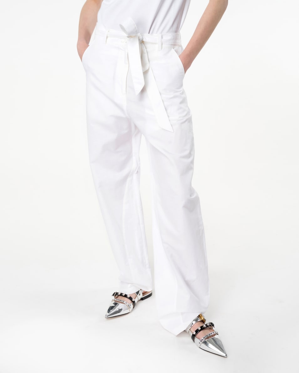 Pinko Hose Barrel Leg aus Leinen mit Schleife Fabrik Onlineshop