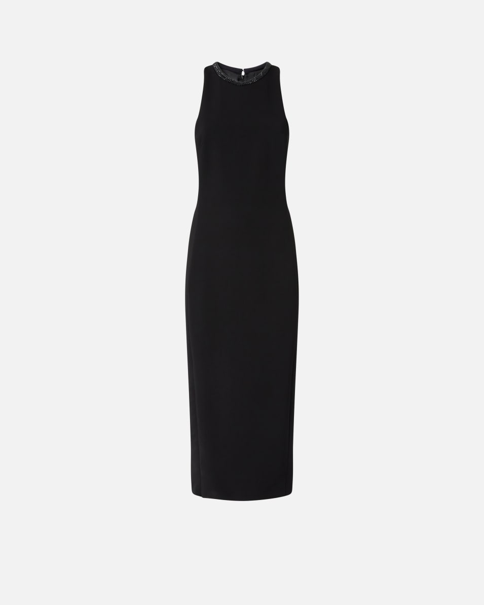 Pinko Schwarzes Schlauchkleid mit strassbesetztem Ausschnitt Flash Sale