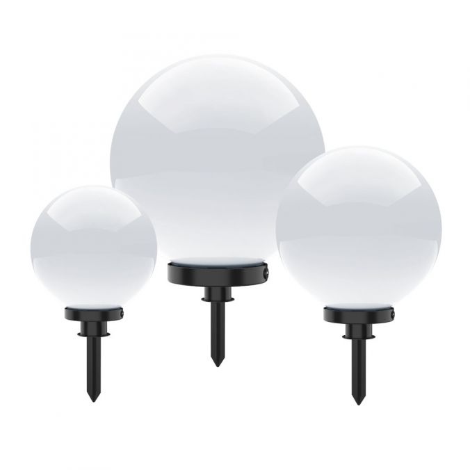 Paul Neuhaus Kugelleuchten, 3er-Set, Ø 20, 30 und 40cm, weiß, IP44, 5m Zuleitung, E27
