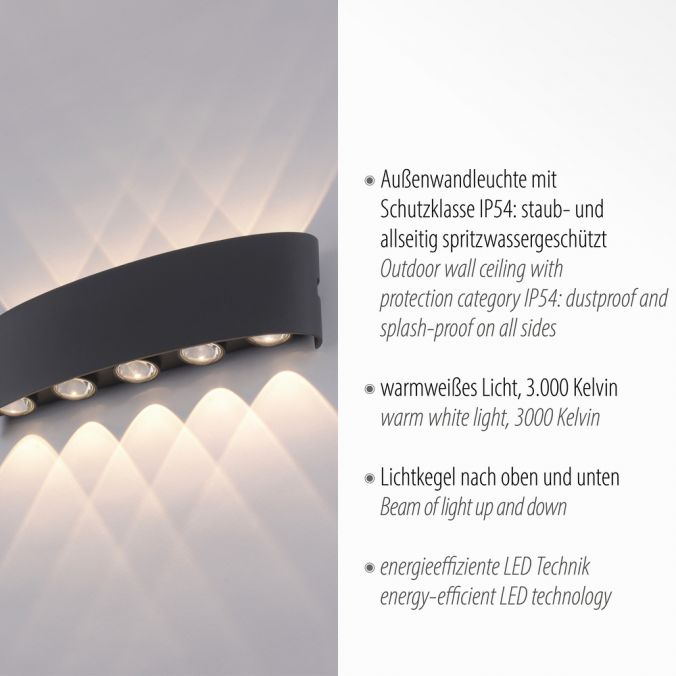 Paul Neuhaus LED Wandlampe 10 flammig anthrazit farbig Außenlampe Innenlampe dekorativ Nur noch ein Tag übrig
