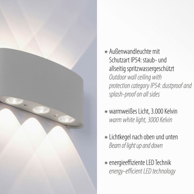 Paul Neuhaus LED-Wandleuchte, silberfarben, halbrund, 6-flammig, warmweiße Lichtfarbe Clearance-Verkauf