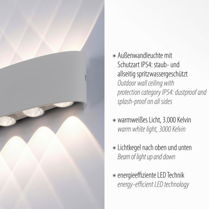 Paul Neuhaus LED-Wandleuchte, silberfarben, ovale Form, warmweiße Lichtfarbe, modern Begrenzt auf 3 Tage
