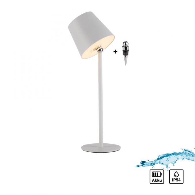 Paul Neuhaus LED Flaschenleuchte weiß Akku Touchdimmer USB IP54 Tischleuchte
