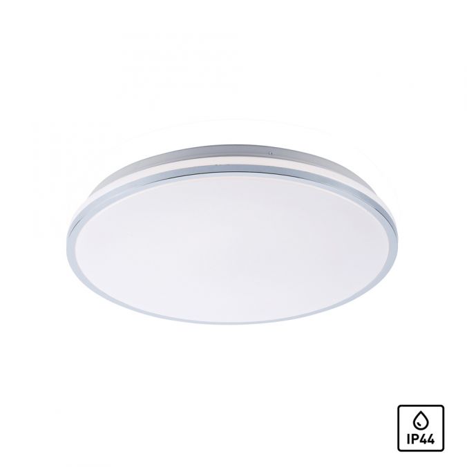 Paul Neuhaus LED-Deckenleuchte, chrom, Schirm, IP44, Badezimmer, warmweis