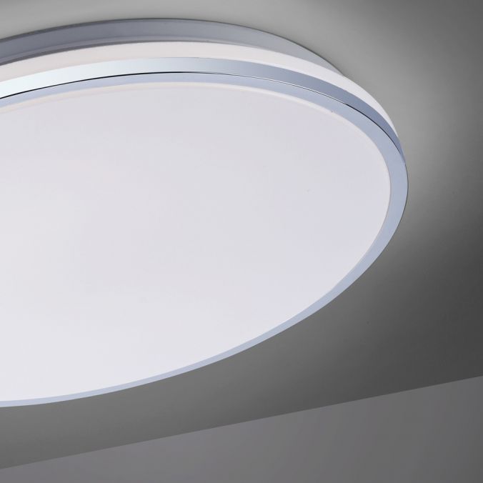 Paul Neuhaus LED-Deckenleuchte, chrom, Schirm, IP44, Badezimmer, warmweis Im Verkauf