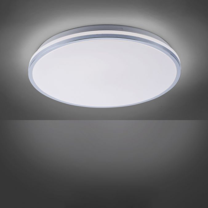 Paul Neuhaus LED-Deckenleuchte, chrom, Schirm, IP44, Badezimmer, warmweis Im Verkauf