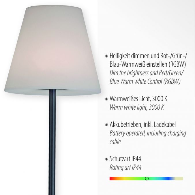 Paul Neuhaus LED Stehleuchte, akkubetrieben, schwarz, modern, RGB Farbwechsel, inkl. USB-Kabel 50% Rabatt für begrenzte Zeit