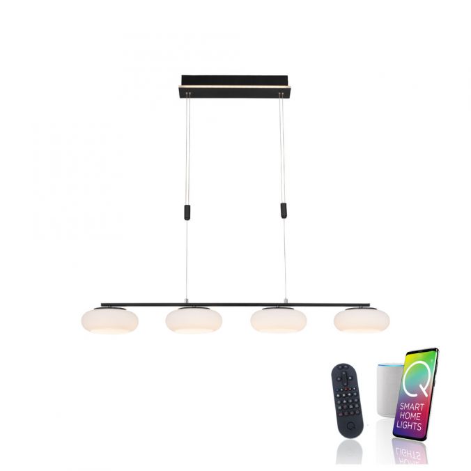 Paul Neuhaus Paul Neuhaus Q ETIENNE Pendelleuchte Smart Home schwarz länglich 4 flammig