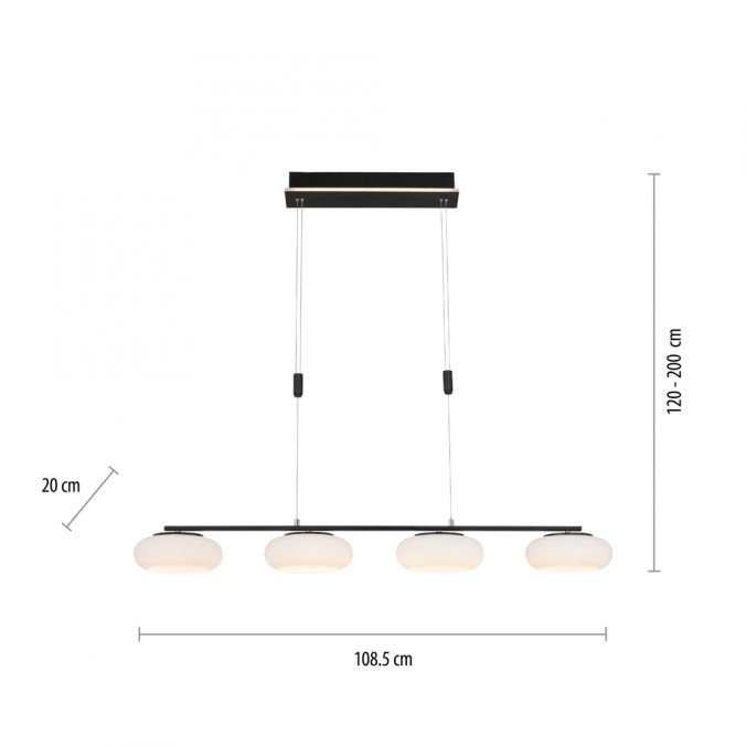 Paul Neuhaus Paul Neuhaus Q ETIENNE Pendelleuchte Smart Home schwarz länglich 4 flammig im Angebot